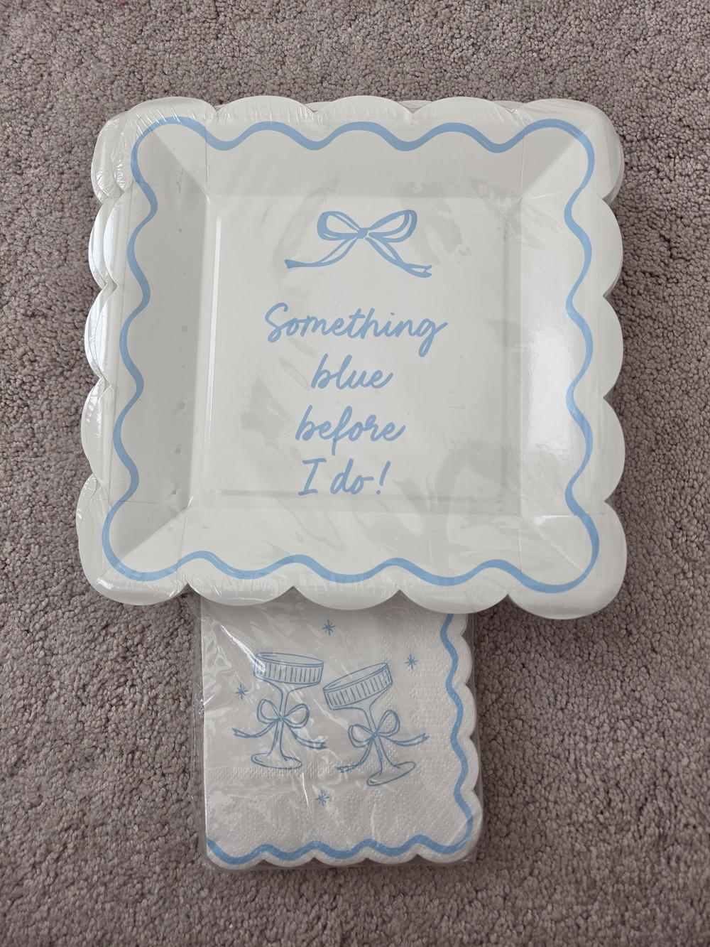 Something Blue Before I Do! Disposable Party Plates & Napkins - Blue